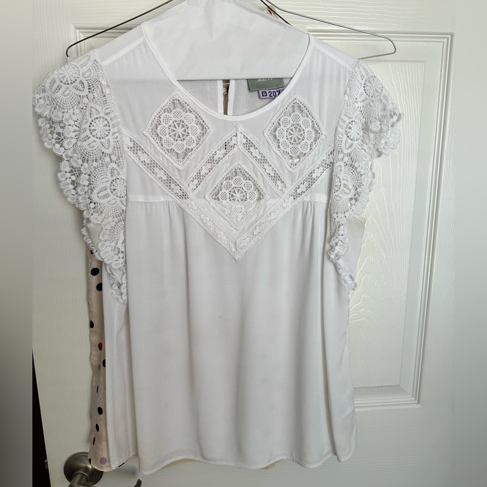 Anthropologie maeve Melina lace eyelet white blouse /small/ - Picture 5 of 6
